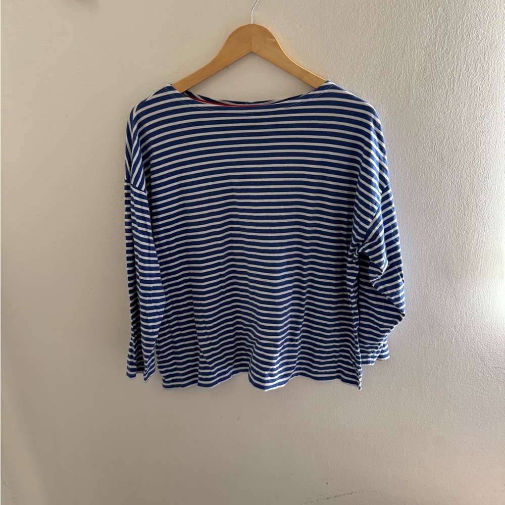 Blue and White Striped Women's AYR cotton top